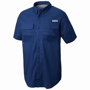 Columbia PFG Half Moon™ Shortärmad Skjorta Herr Marinblå (MFIBU9507)